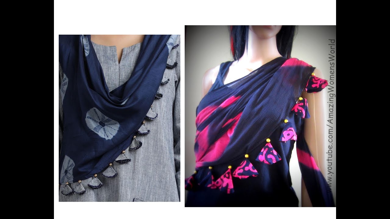 How to design Dupatta / Stole /Sari Edging with Beaded Tassels / Latkans | DIY Ideas