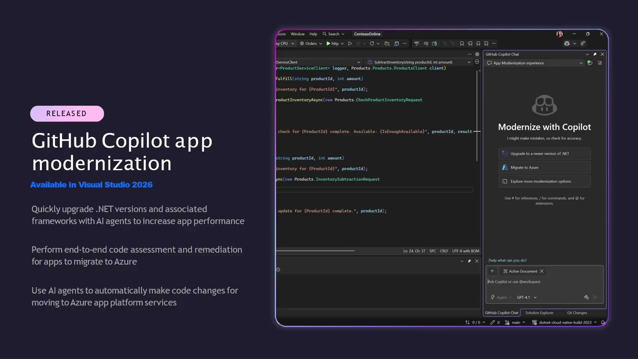 GitHub Copilot modernization en action