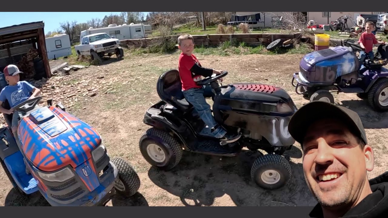 Lawnmower Racing!! Getting Them Started Young!!