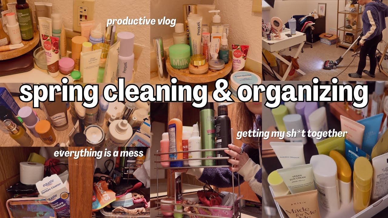 BEAUTY RESET DAY 🧹🧺🧽 organizing my skincare mess, spring cleaning & getting my life together!
