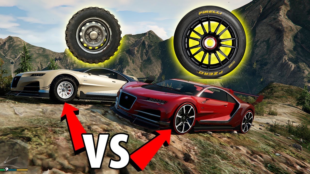 Qué es mejor, llantas de carrera o todoterreno? TEST en pavimento y montaña - GTA V Fisicas