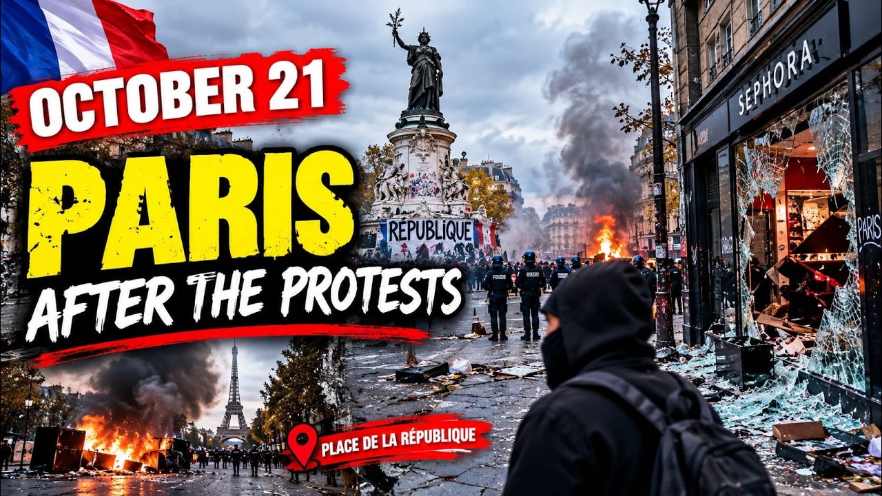 Прогулка со мной по Парижу 🇫🇷 | Хаос на площади Республики, дым и горящие машины 🔥 | 21 октября 2026