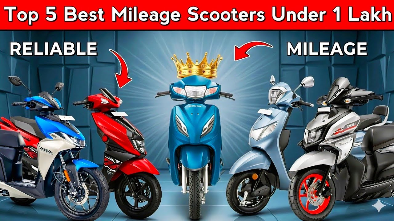 Top 5 Best Mileage Scooters Under 1 Lakh 2026 | Mileage, Price | Rider By SKF 