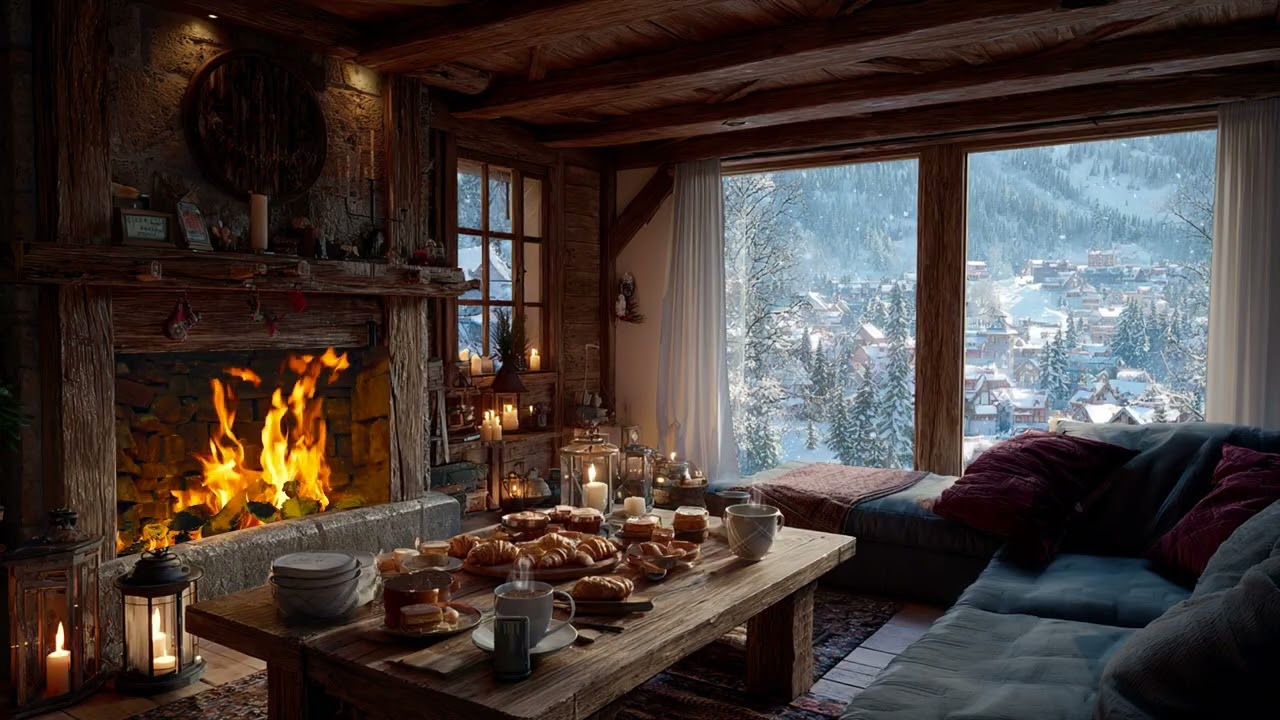 Soft Cozy Winter Playlist for Calm Focus, Gentle Piano, Snowy Streets and Christmas Mood