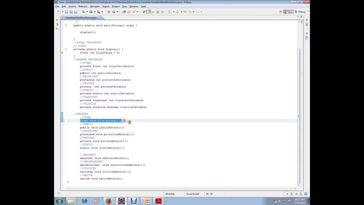 Modifiers for Java Variables and Methods