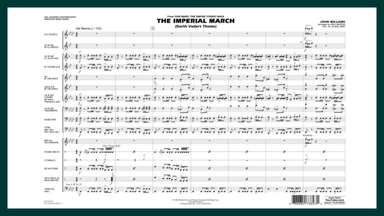 The Imperial March (Darth Vader's Theme) by John Williams/arr. Paul Murtha