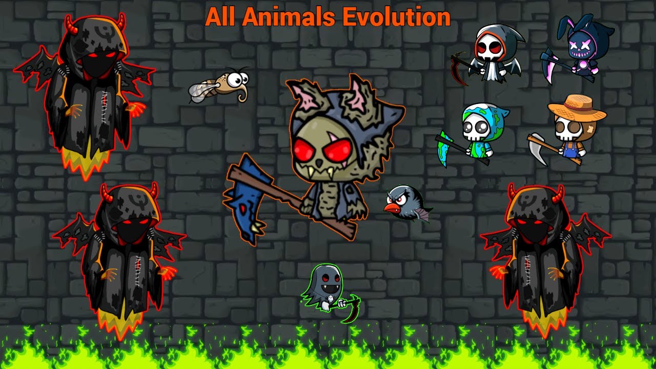 All Animals Evolution And Epic Battles With Old Halloween Reaper (EvoWorld.io)