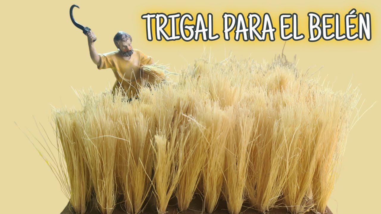 Como hacer un trigal para el belén con cuerda de pita.