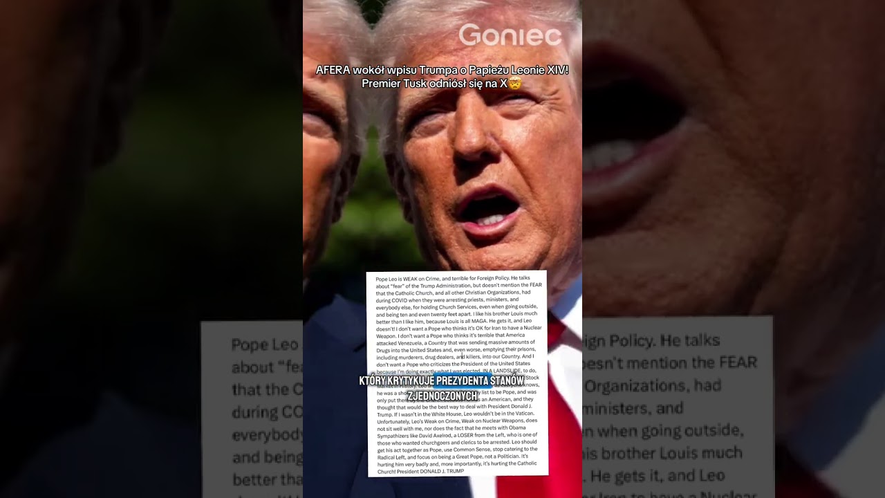 AFERA WOK&Oacute;Ł WPISU DONALD TRUMP O PAPIEŻU LEON XIV! PREMIER DONALD TUSK ODNI&Oacute;SŁ SIĘ DO SPRAWY NA X
