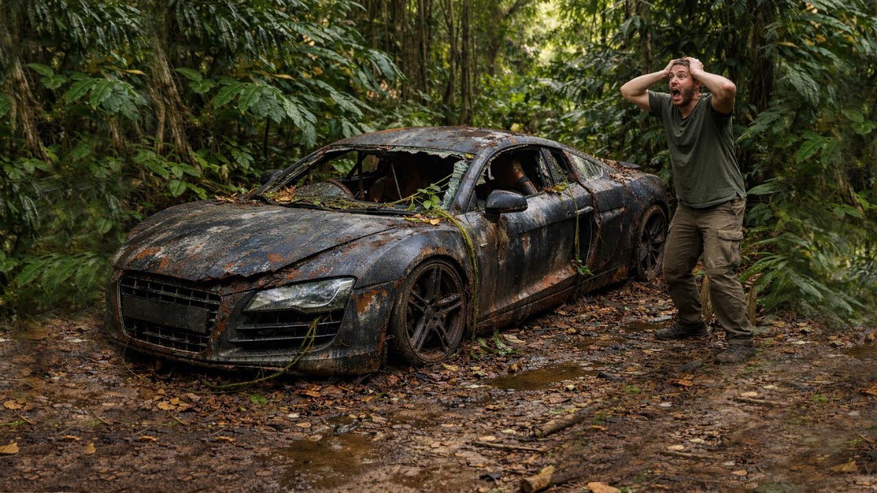 ASMR Car Restoration 🔧 Forgotten Audi R8 Found in a Dense Jungle 🔧🚗🔧 Satisfying Cleaning & Revival