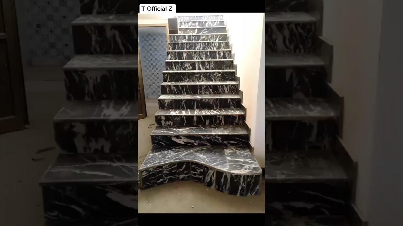 Stairs Design 3D Design Marble Black and White Combination #marble 😱 #stair design #stair project