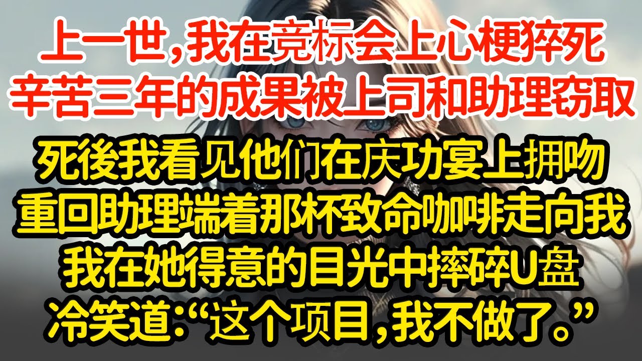 上一世，我在竞标会上心梗猝死，辛苦三年的成果被上司和助理窃取死後我看见他们在庆功宴上拥吻重回助理端着那杯致命咖啡走向我我在她得意的目光中摔碎U盘冷笑道：“这个项目，我不做了。”