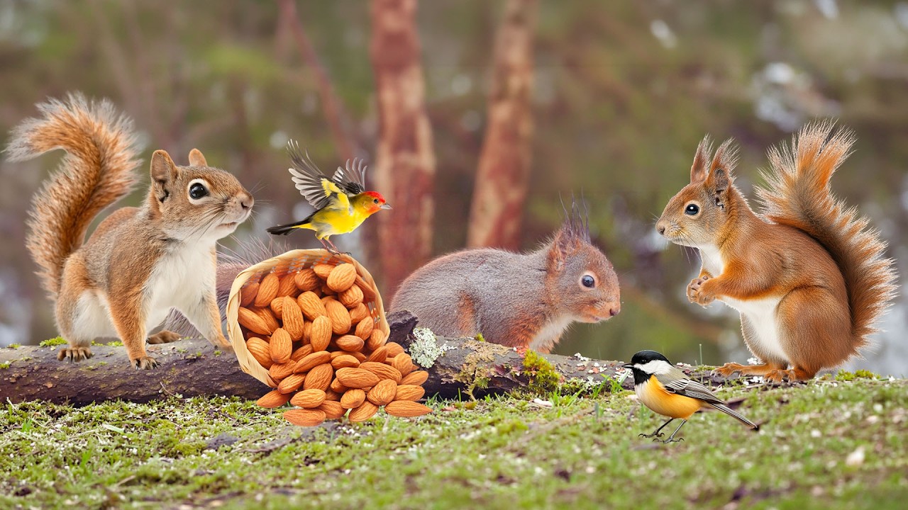 TV That CATS LOVE 💖😺 Squirrels & Birds Dine at Nature's Feast🛒🐦 Endless PETS TV Entertain