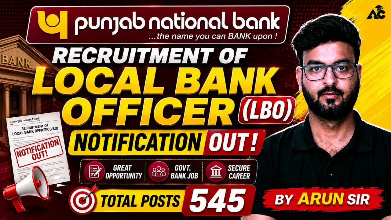 PNB LBO Notification 2026 Out 🚨 545 Posts | Complete Details By Arun Sir