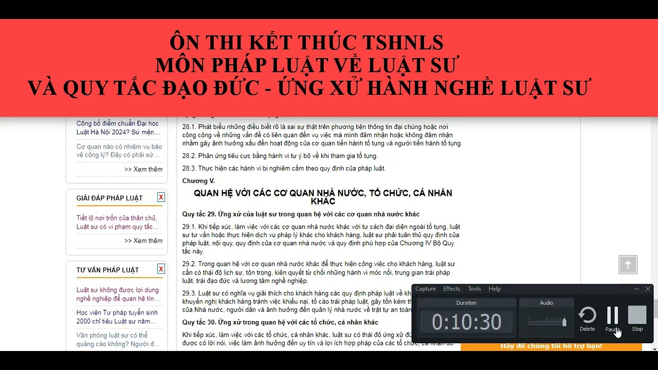 Ôn thi tập sự Hành Nghề Luật sư - Môn PLLS và ĐĐHNLS P1 (TT) #onthitapsuhanhngheluatsu #daoducluatsu