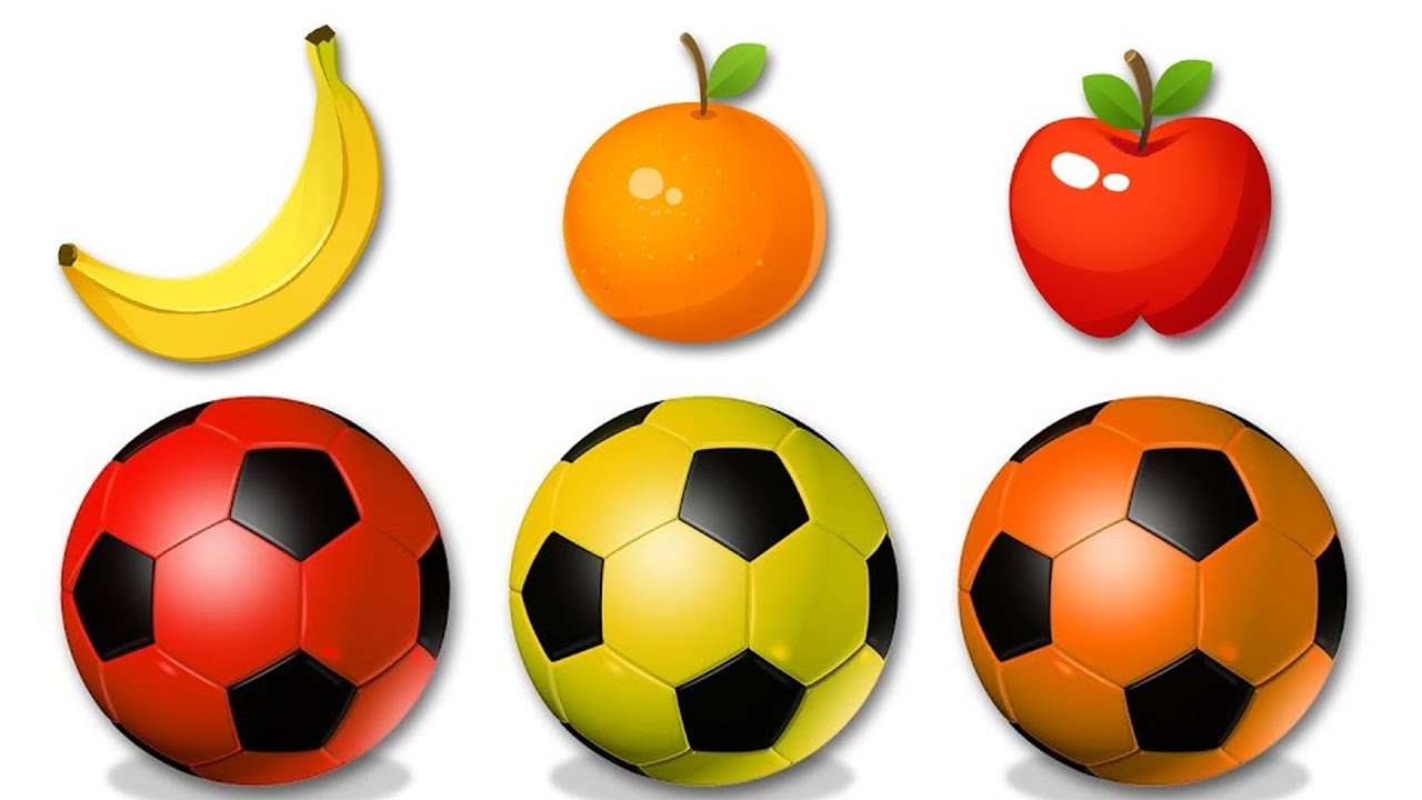 HORA DE APRENDER! Frutas | Aprenda cores com bolas de futebol coloridas @OmNomAprendaPortuguese