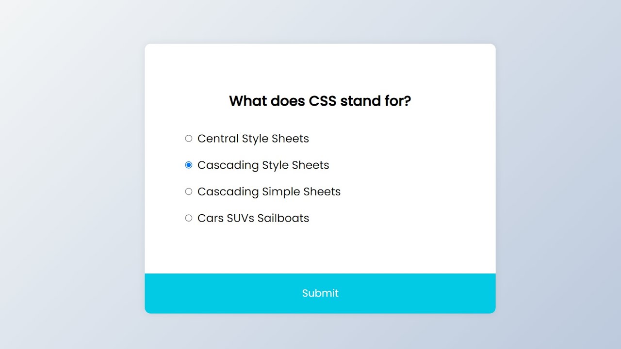 Create a Quiz App using HTML CSS & JavaScript | Quiz Web App using JavaScript