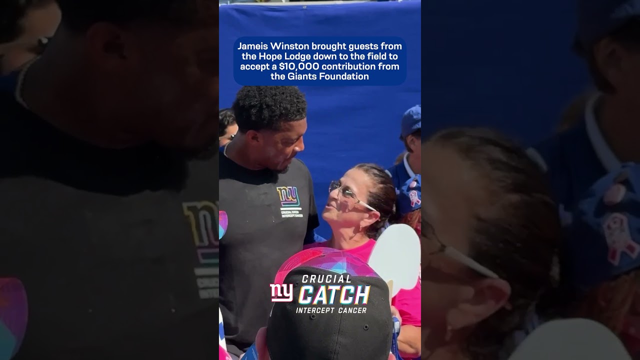 Jameis Winston is always giving back 💙 #shorts #crucialcatch #nfl #giants #nygiants #jameiswinston
