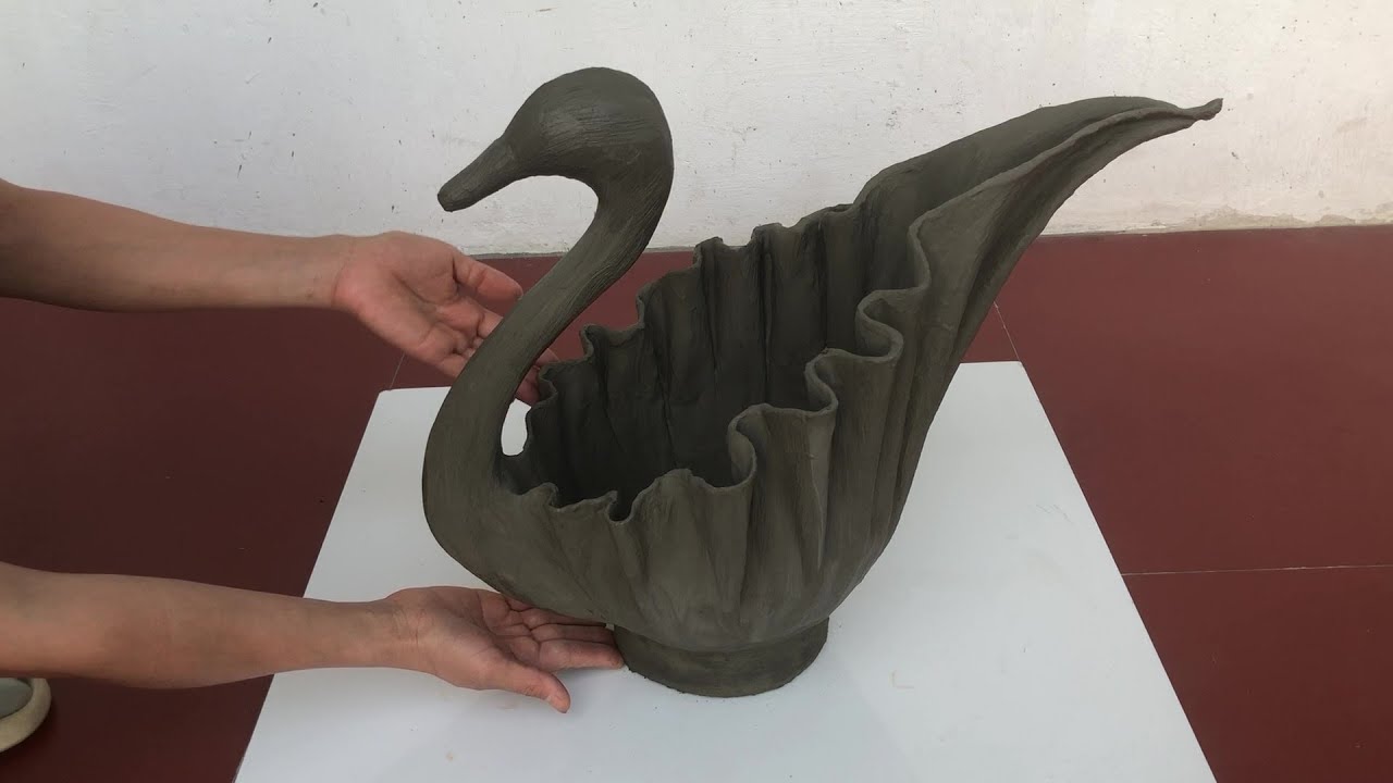 Unique Design From Scraps Of Fabric - DIY Swan Flower Pot