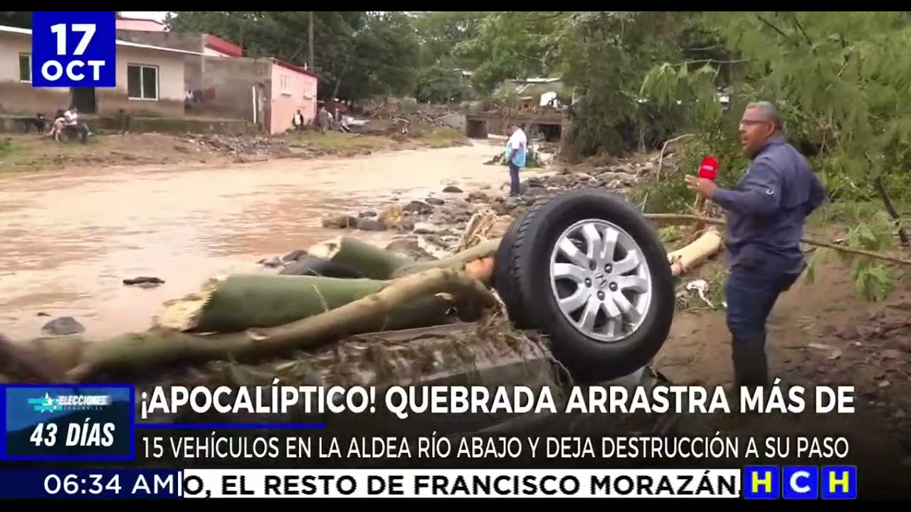 Carros arrastrados y casas destruidas tras desbordamiento de embravecida quebrada