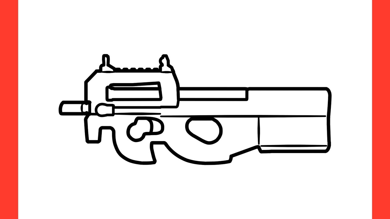 How to draw FN P90 gun from cs go step by step / drawing a p90 from pubg mobile easy