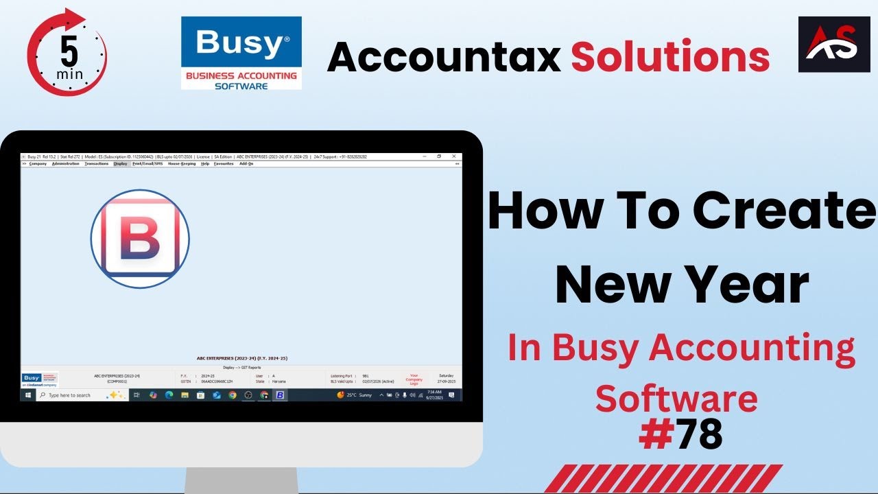 How to Create New Financial Year in Busy Accounting Software | Busy Accounting Tutorial