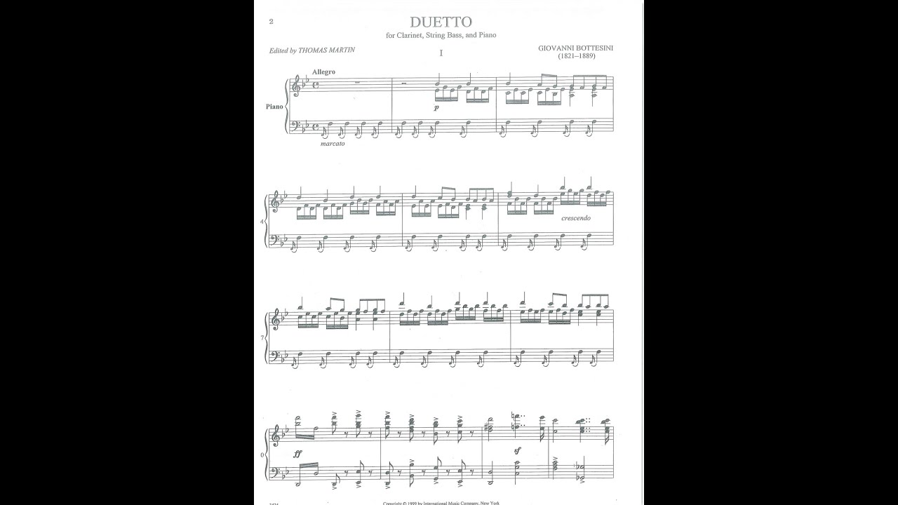 Giovanni Bottesini – Duetto (Clarinet, Double Bass & Piano)
