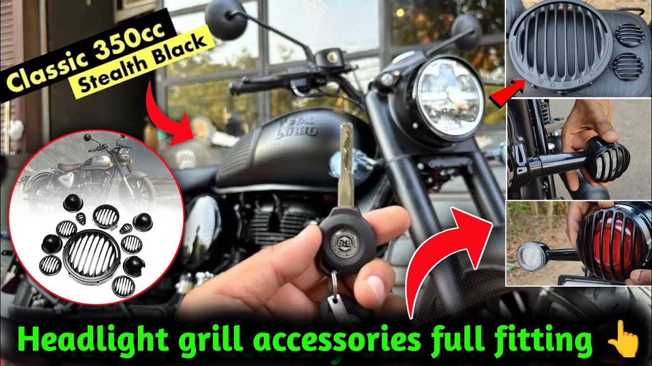 Headlight grill set for new classic 350 install  2025 model | led type headlight grill kaise lagaen 