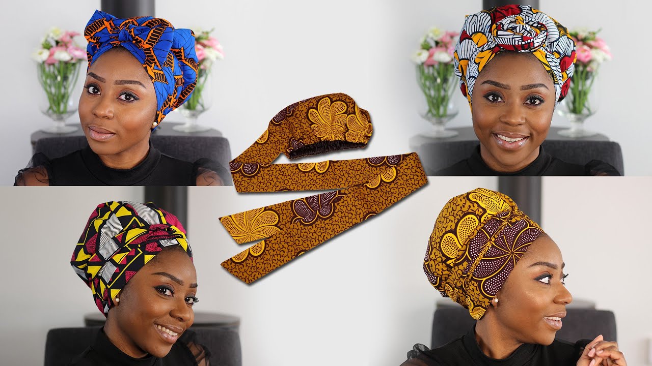 THIS QUICK & EASY HEADWRAP WILL CHANGE YOUR LIFE! ** SATIN LINED HAIR BONNET WRAP - AFRICANFABS