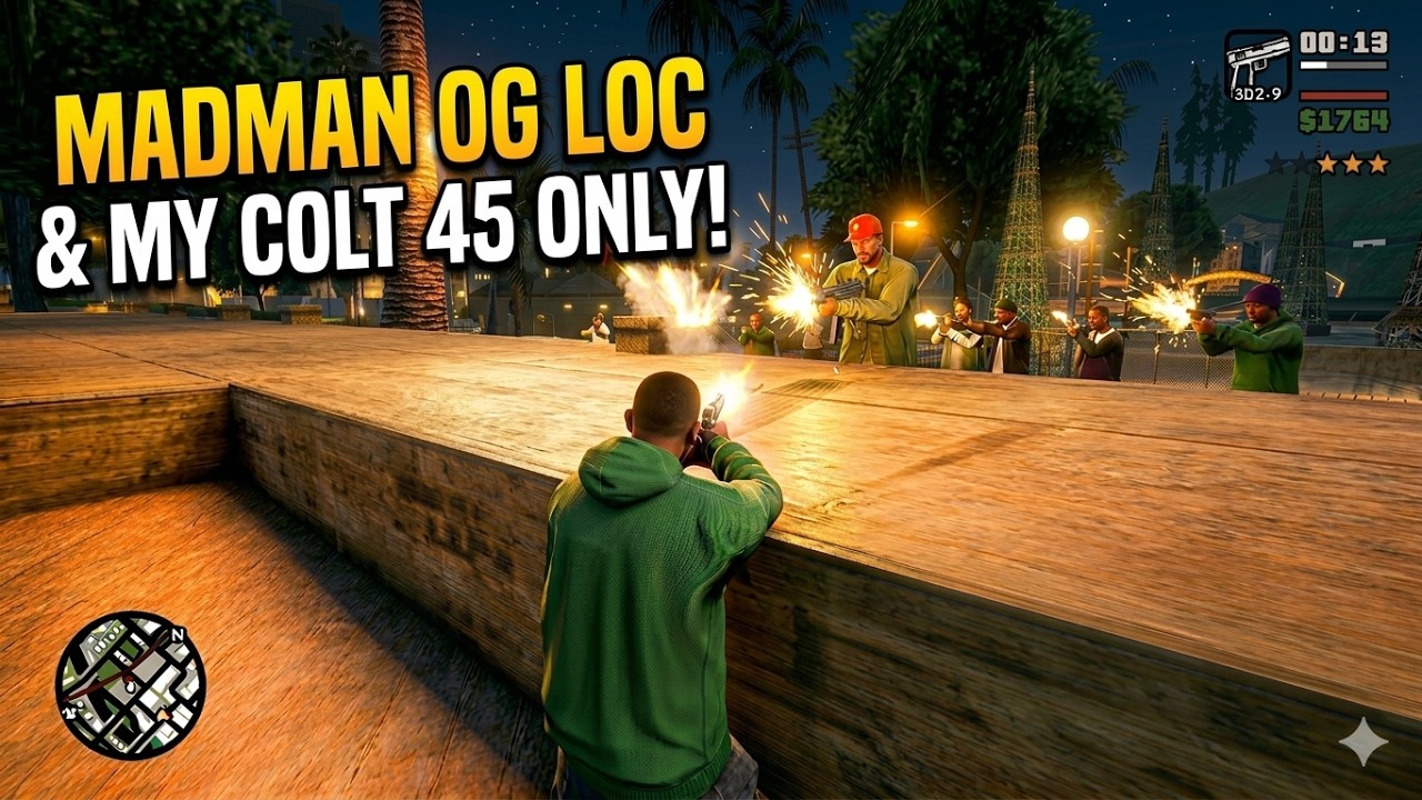 GTA San Andreas Remastered – COLT 45 ONLY FULL GAME – Bringing a Pistol to a Gang War?