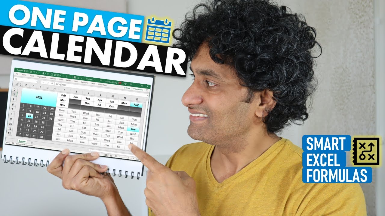 Amazing one page calendar made with just Excel formulas