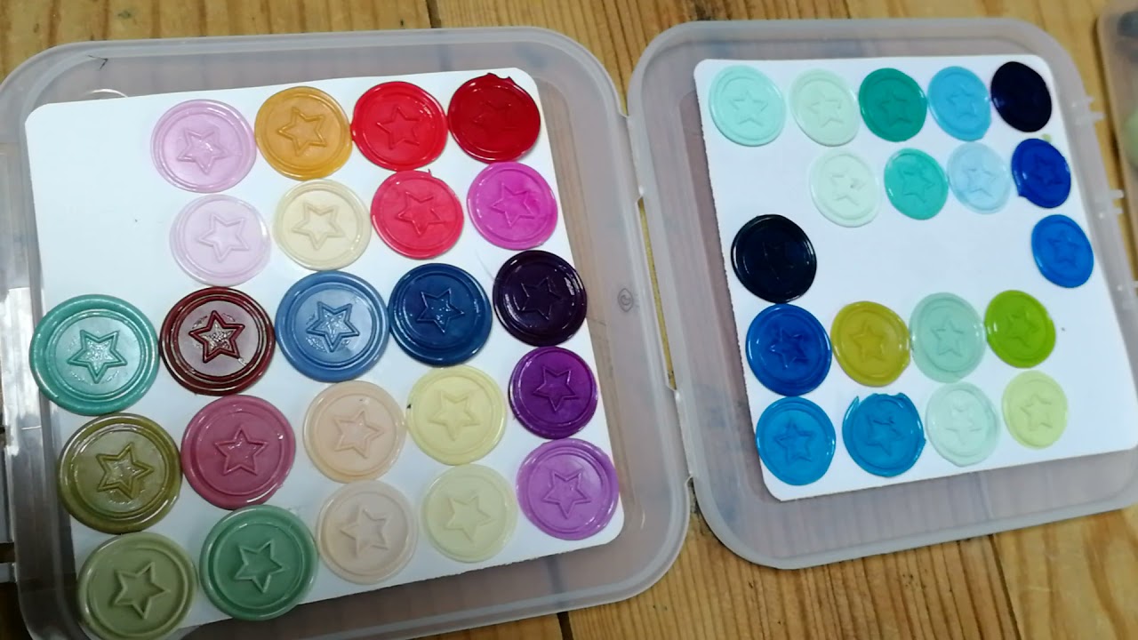 Test m&eacute;lange cires et cachets de cire Zibuline / Rangement Soluscrap