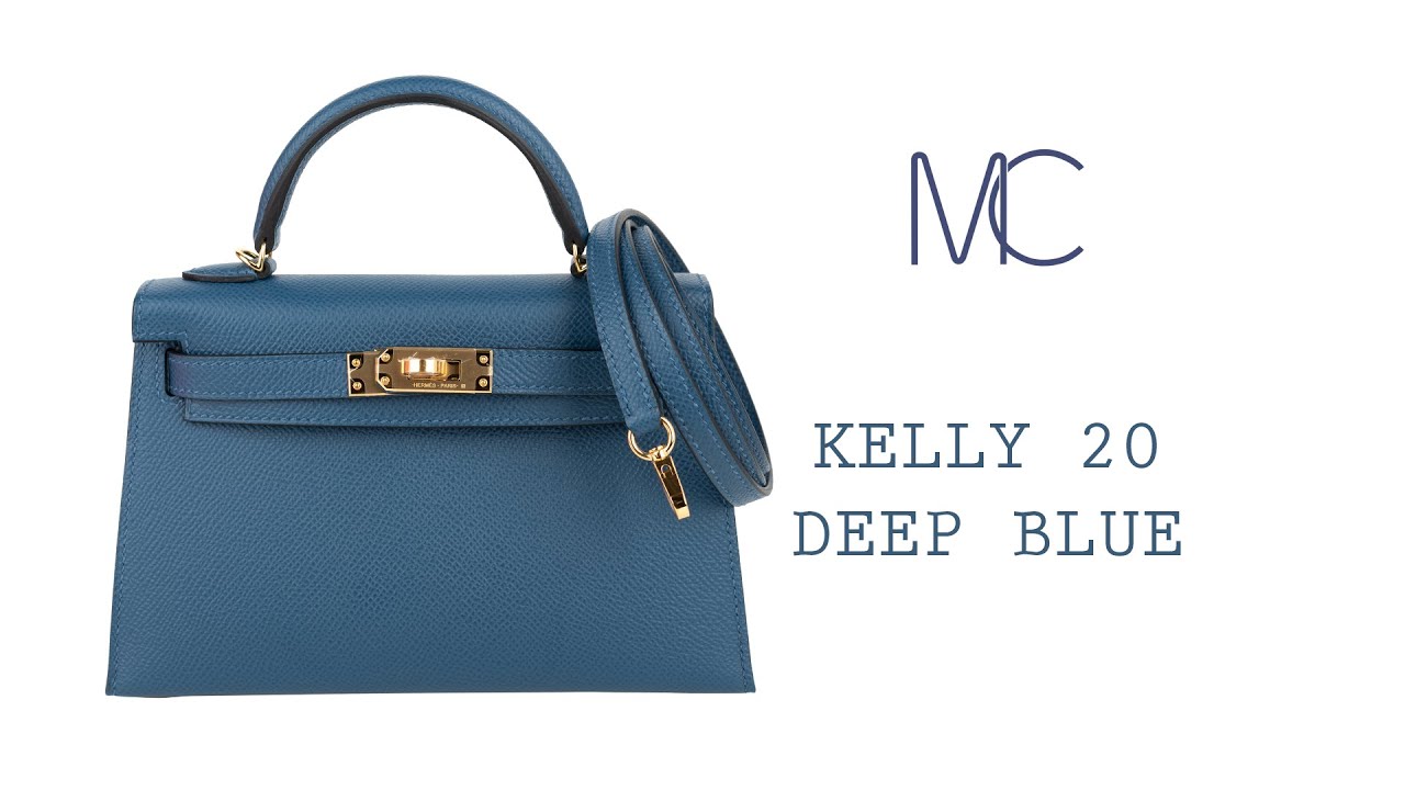 Hermes Kelly 20 Sellier Bag Deep Blue Epsom Leather Gold Hardware &bull; MIGHTYCHIC &bull;