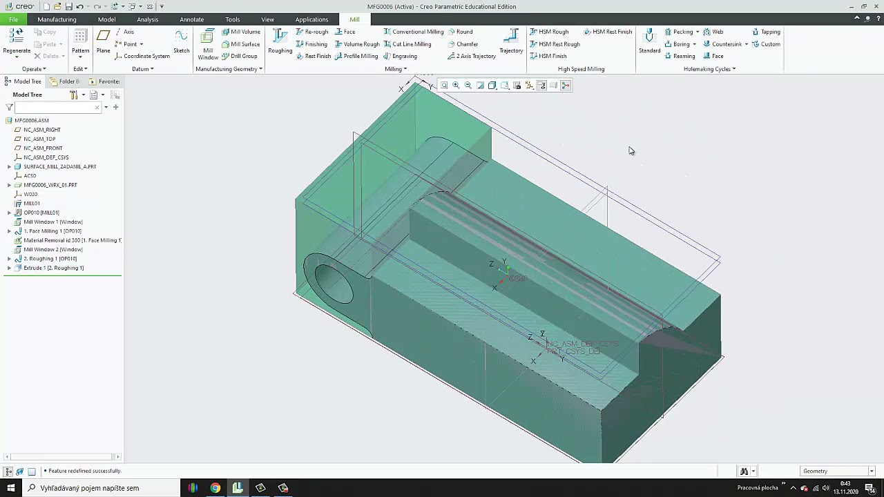 14. Surface milling- random shapes (PTC Creo 6.0, Manufacturing)