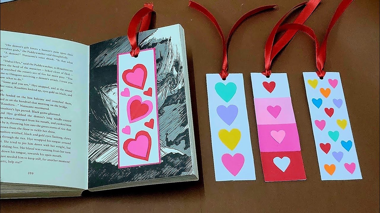 Very Easy Bookmarks, Heart Bookmarks,DIY, Bookmark ideas, 