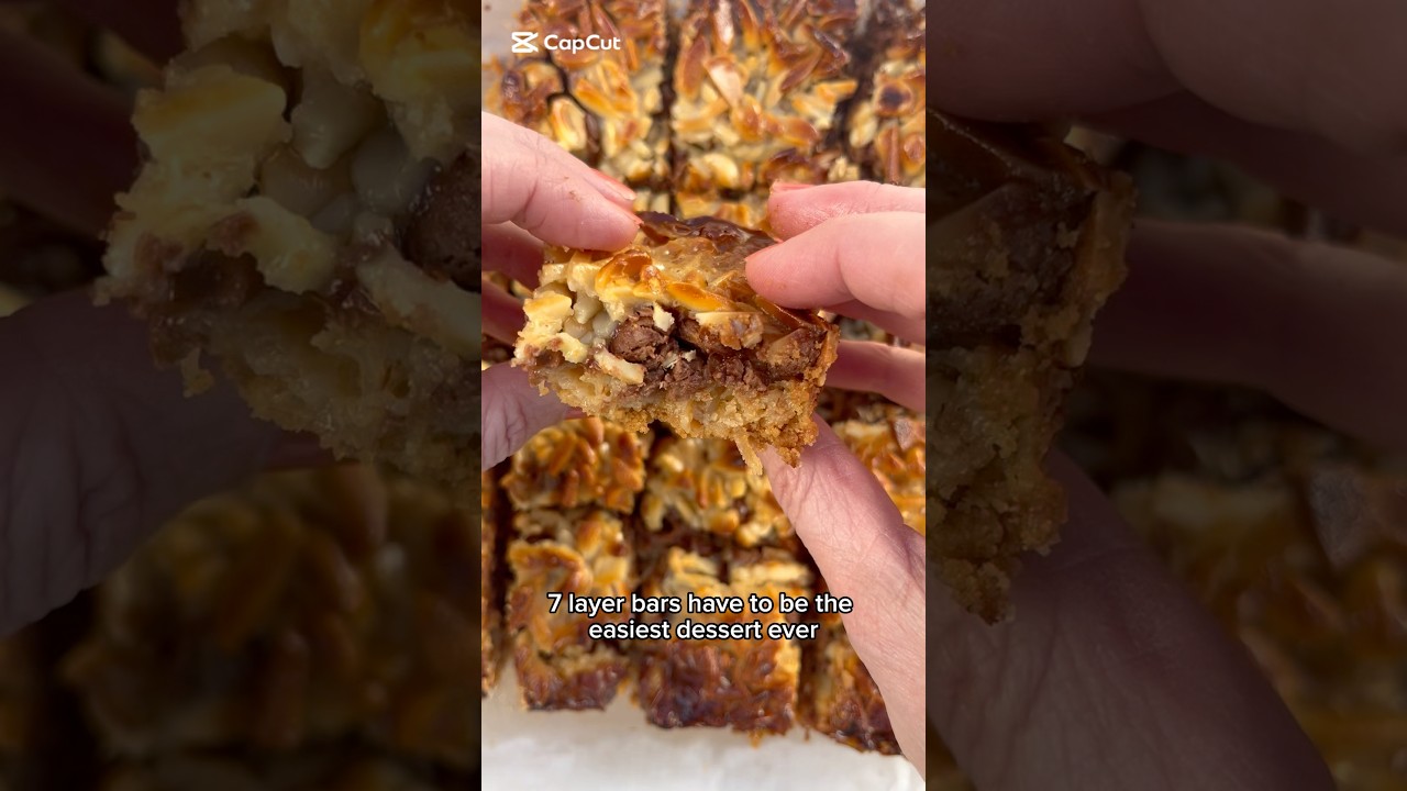Easiest 7 layer bars! No bowl needed- even make them 1-handed! #easydesserts
