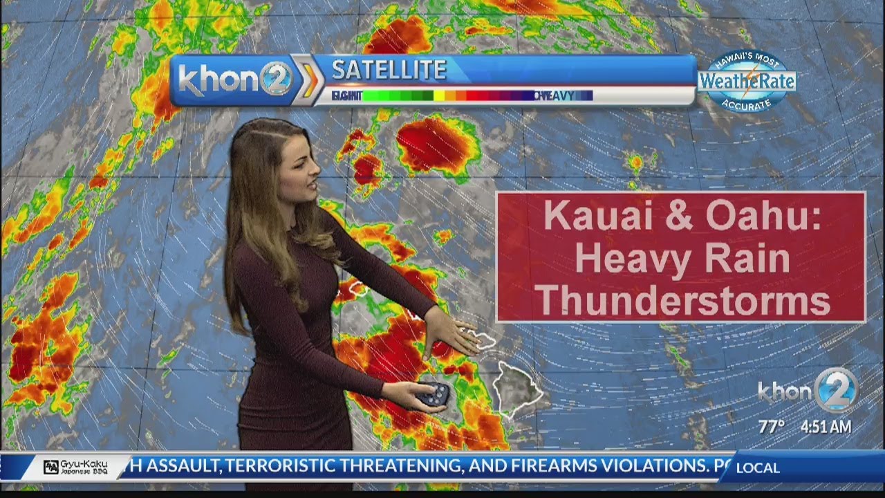 Heavy rainfall and thunderstorms for Kauai and Oahu