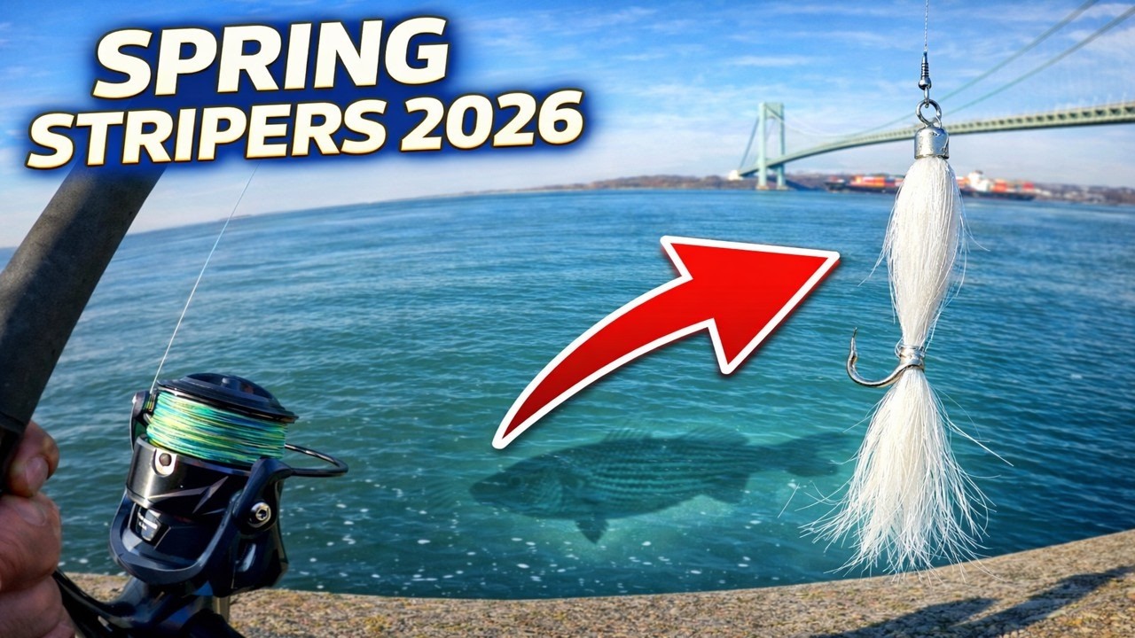 BEST Spring Striper Spot in NYC! Verrazzano Bridge Bucktail Jig Fishing
