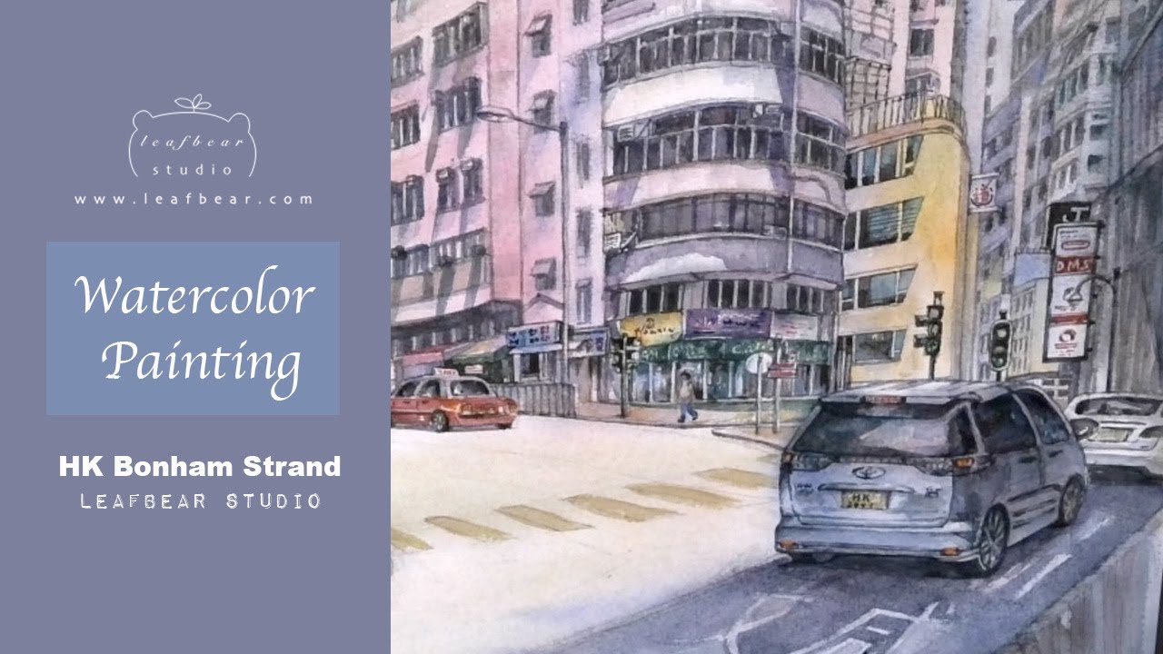 HK Street scene - Bonham Strand (Painting Timelapse)