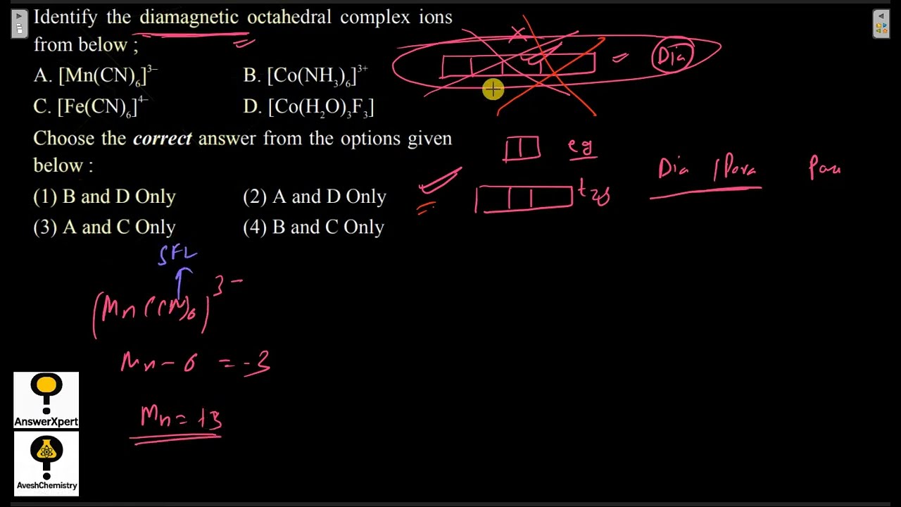 Identify the diamagnetic octahedral complex ions from below