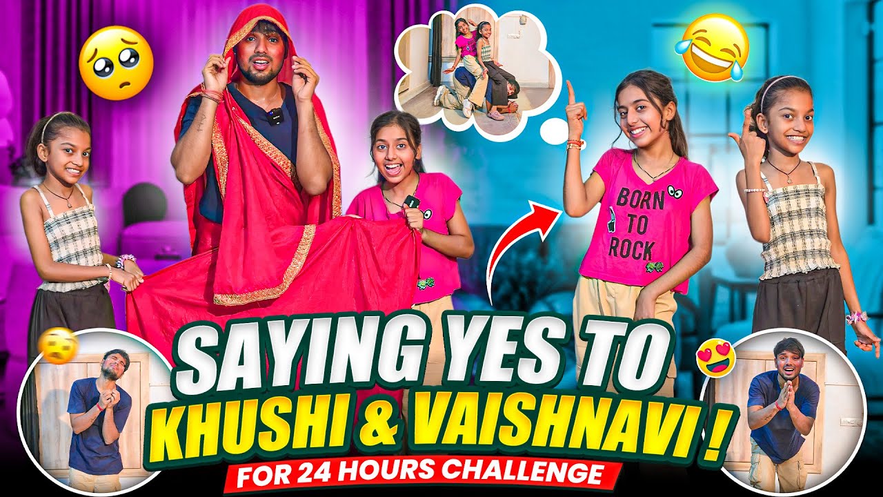 Saying Yes To Khushi & Vaishnavi For 24 Hours 😲 Dono Choti Ne Preshan Kar Dia Abhi Ko 😭