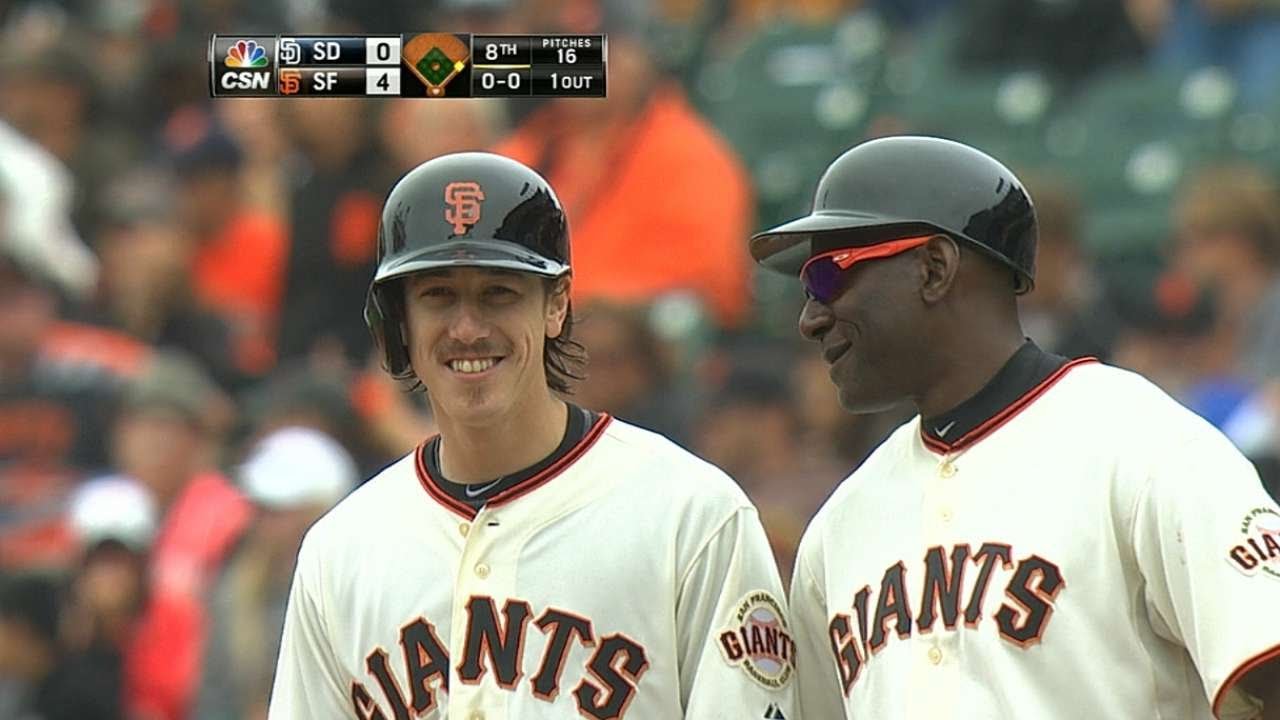 Lincecum reaches base three times, scores two