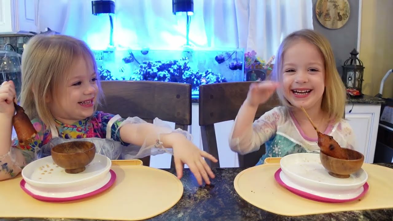 Twins try breakfast on a stick