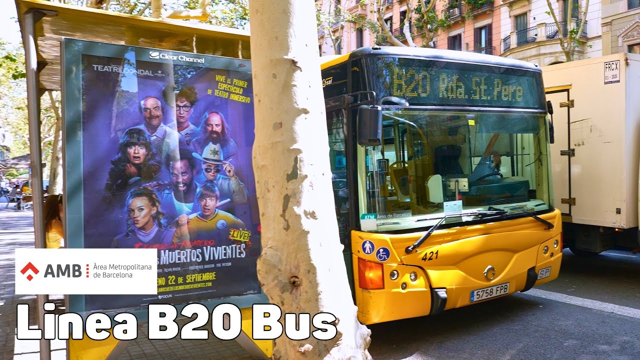 Автобус линии B20 - Барселона, Испания - полное путешествие