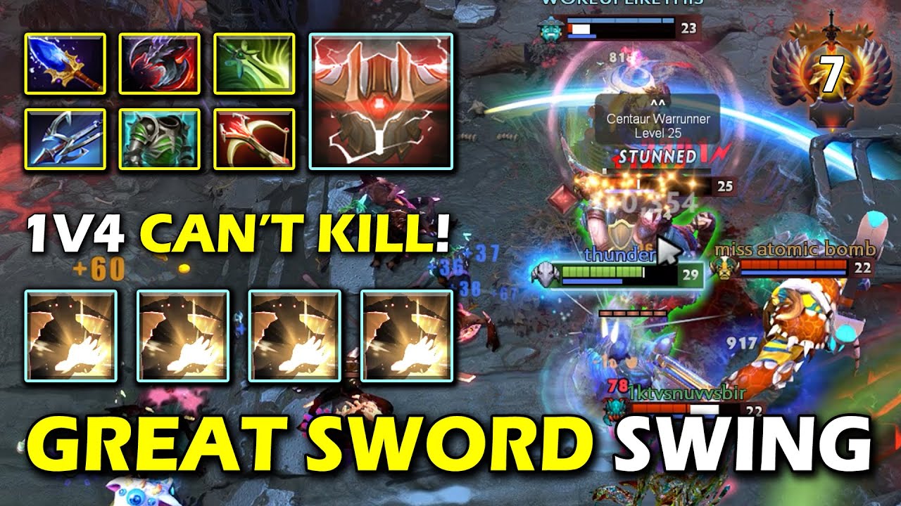GREAT SWORD SWING SUPERMAN Sven Max Slotted Build EPIC 1v4 Can't Kill 7.36c DotA 2