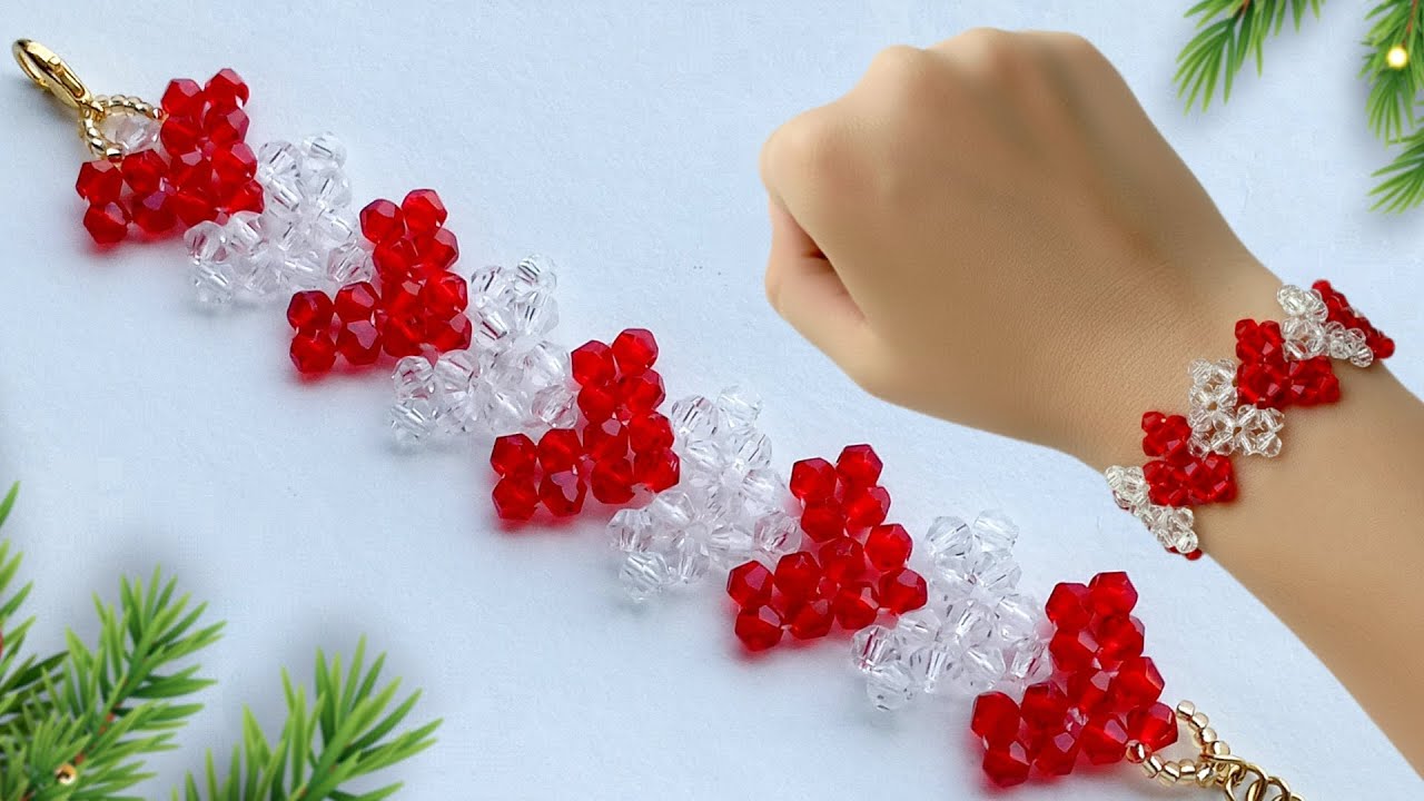 Easy bracelet making at home || diy easy bracelet with beads || heart bracelet tutorial
