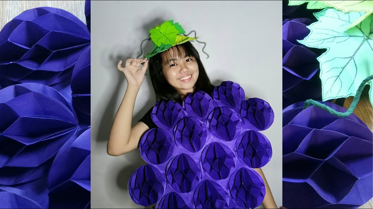 HOW TO MAKE GRAPES FRUIT COSTUME WITH LEAF HEADDRESS