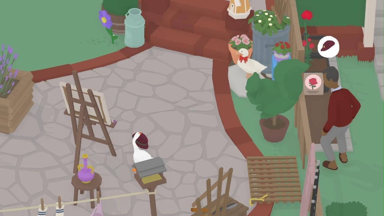Untitled Goose Game – Réussir la tâche : aider la femme à habiller le buste