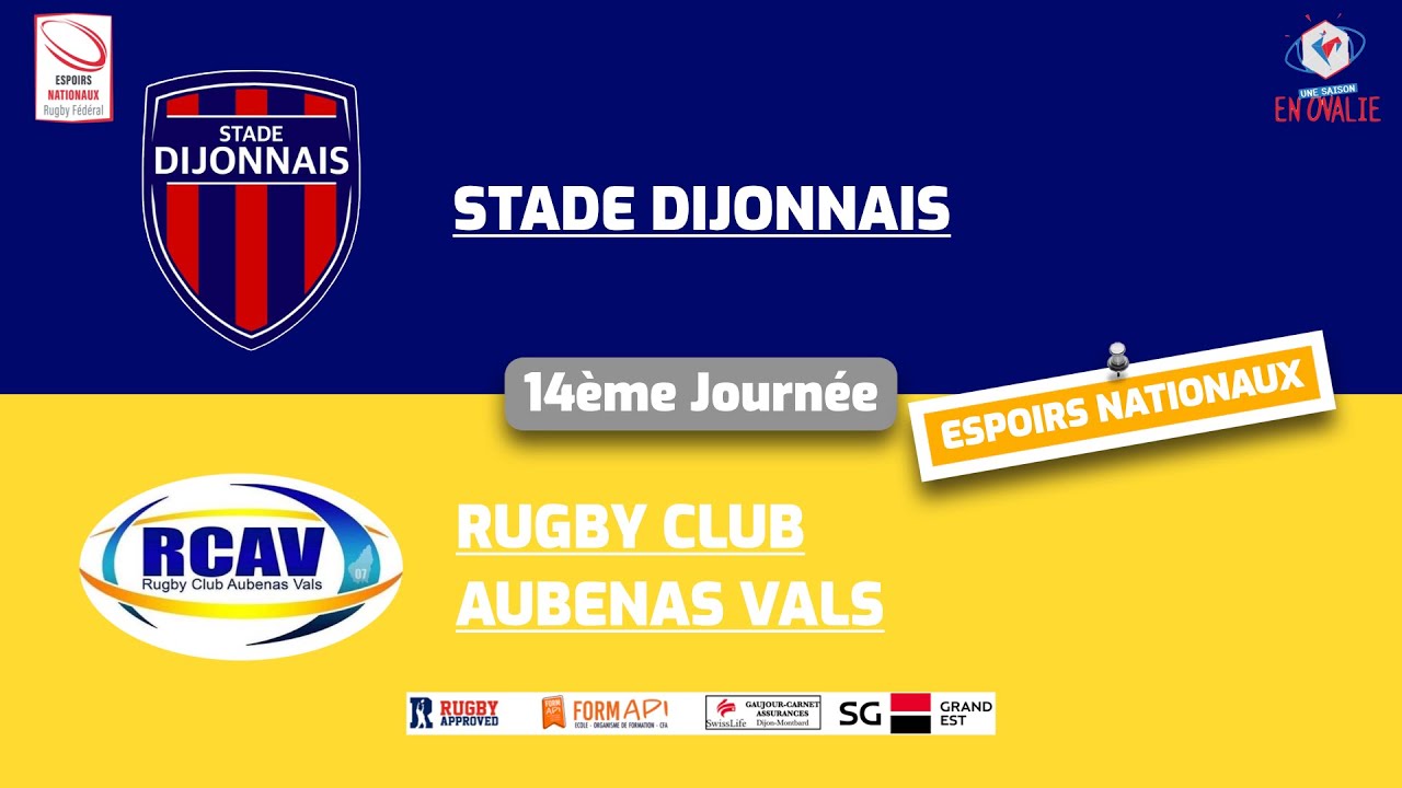 Stade Dijonnais vs Rugby Club Aubenas-Vals - Officiel