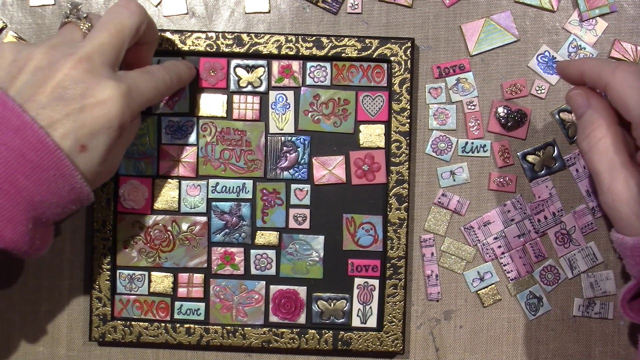 Mosaic design with polymer clay tiles